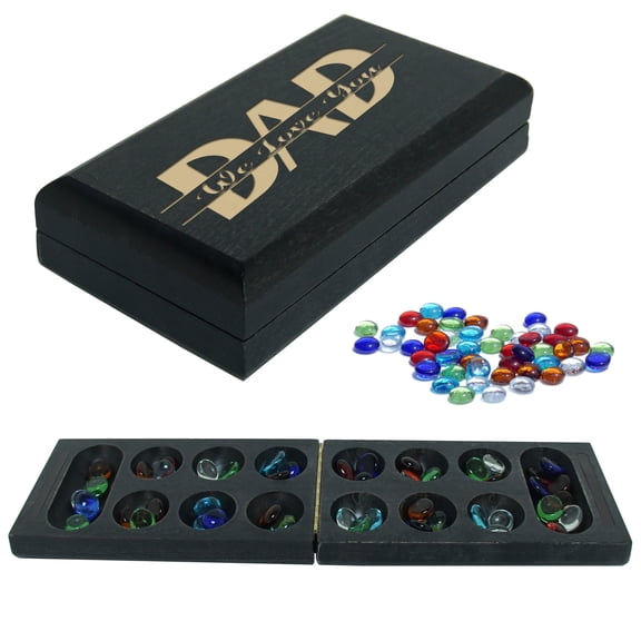 WE Games Folding Mancala - Solid Wood Board & Glass Stones