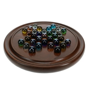 WE Games Marble Solitaire Game Solid Maple Wood with Glass Marbles 12 in
