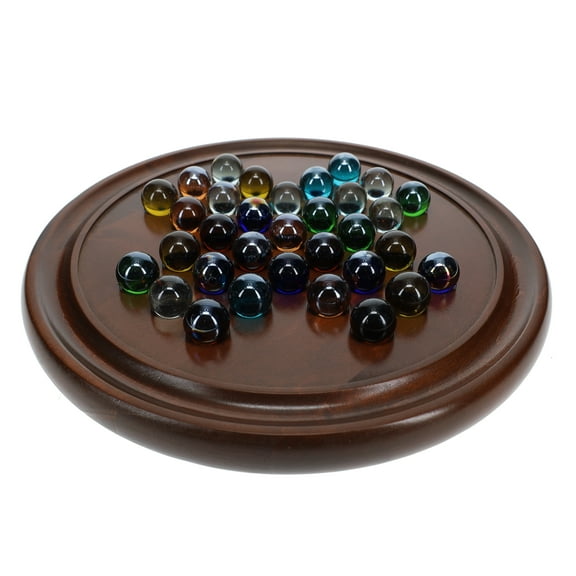 WE Games Marble Solitaire Game Solid Maple Wood with Glass Marbles 12 in