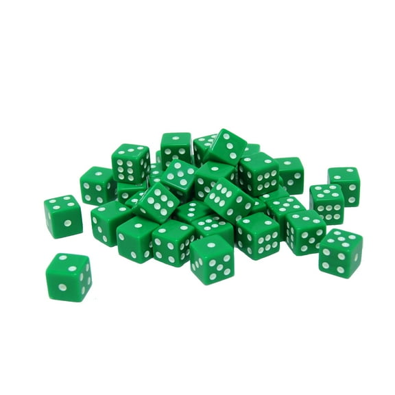 WE Games Green Square Cornered Dice - 100 Pack - Plastic Dice