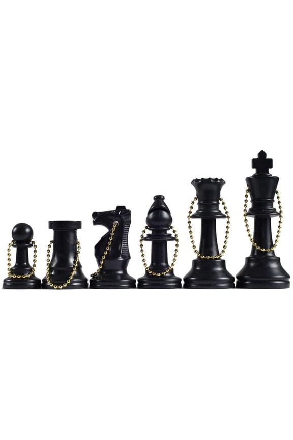 Keychain Bag Tag Chessmen - Includes 17 Pieces in Black