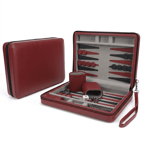 WE Games Magnetic Backgammon Set with Leatherette Case - Travel Size