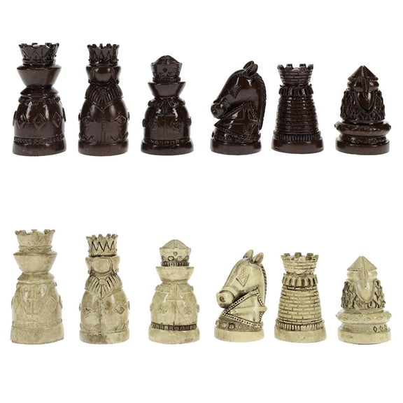 WE Games Medieval Chessmen Pieces - Brown & Ivory with 2.5 inch King