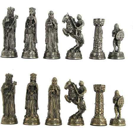 WE Games Medieval Chessmen Pieces - Pewter - King Measures 3.5 inch