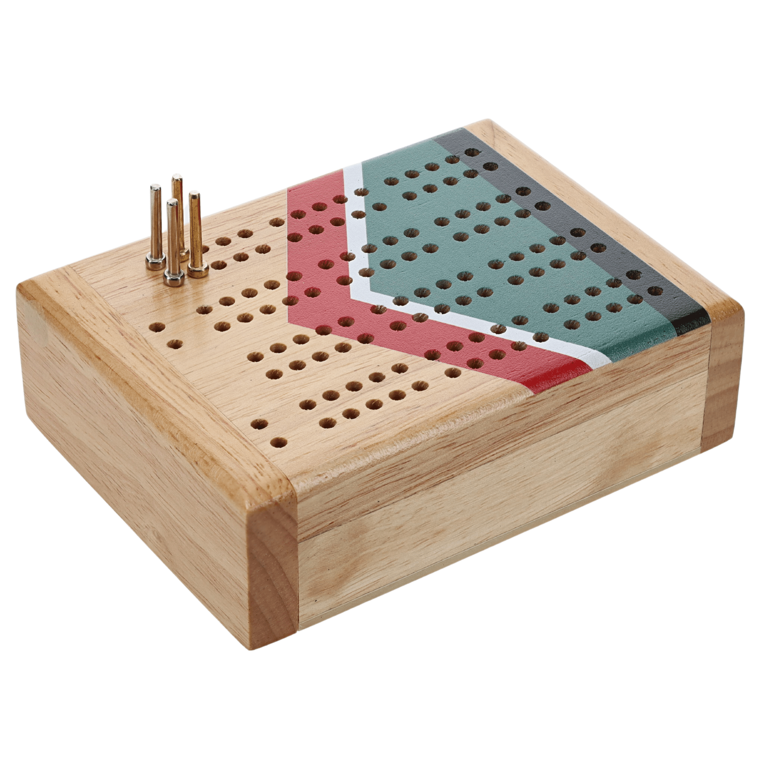 WE Games Mini Travel Cribbage Set Nautical Print - Solid Wood 2 Track Board