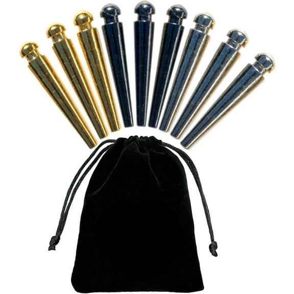 WE Games Premium Easy Grip Cribbage Pegs - Set of 9 - Brass, Chrome, Black