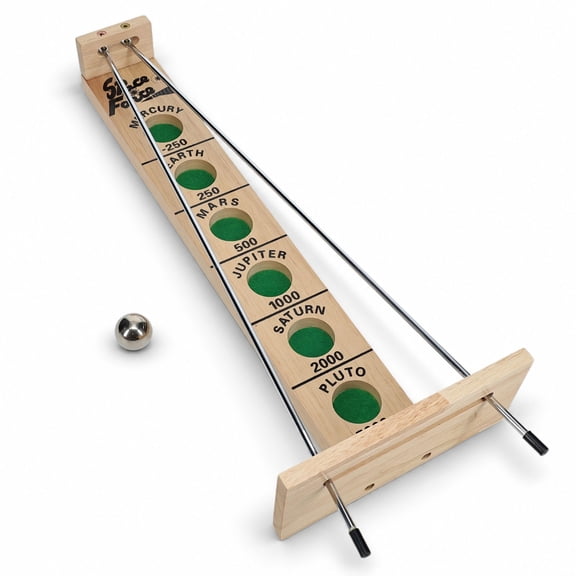 WE Games Shoot The Moon, Solid Natural Wood Rolling Ball Game for Family Game Night, 18 inches