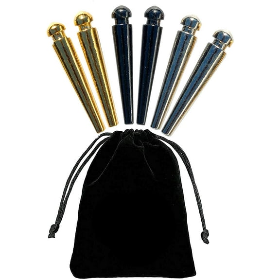 WE Games Tapered Easy Grip Cribbage Pegs - Set of 6 - Brass, Chrome & Black