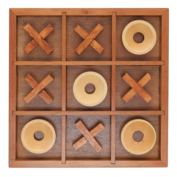 WE Games Tic Tac Toe Wooden Game Set, Coffee Table Game for Families