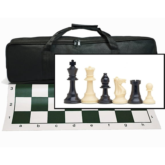 WE Games Tournament Chess Set with 20 inch Roll-Up Vinyl Chess Board with Carry Bag