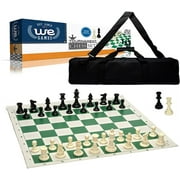 WE Games Tournament Chess Set with 20 inch Roll-Up Vinyl Chess Board with Carry Bag