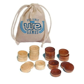 WE Games Wood Backgammon Pieces with Cloth Pouch - 1.5 inches