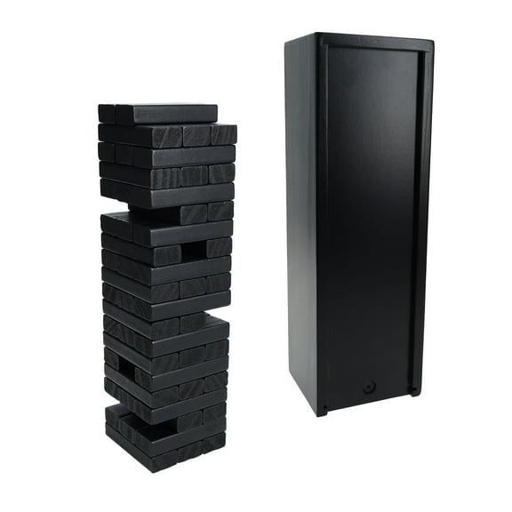 WE Games Wood Block Party Game that Tumbles - 12 in. Case - 54 Black Blocks