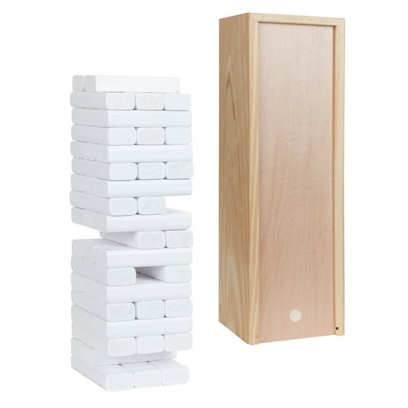 WE Games Wood Block Party Game that Tumbles - 12 in. Case - 54 White Blocks