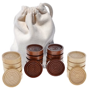 WE Games Wooden Checkers Pieces, Stackable Backgammon Pieces with Bag, 1.5 inch, Brown/Natural, 24-Pack