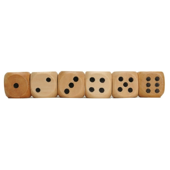 WE Games Wooden Dice Set for Board Games, 16mm Natural Wood Dice with Dice Bag, Pack of 6