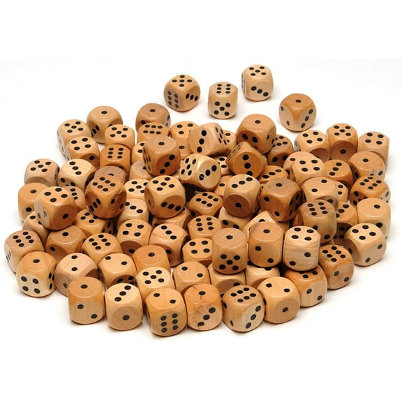 WE Games Wooden Dice with Rounded Corners - 100 Bulk Pack