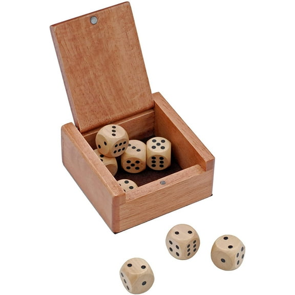 WE Games old-World Wooden Dice Box and 8 Wooden Dice Natural