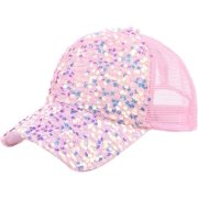 WE Glitter Sequin Baseball Cap Hat Shiny Bling Hat for Women Men Sparkle Velcro Ponycap Adjustable Outdoor