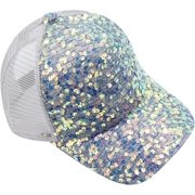 WE Glitter Sequin Baseball Cap Hat Shiny Bling Hat for Women Men Sparkle Velcro Ponycap Adjustable Outdoor
