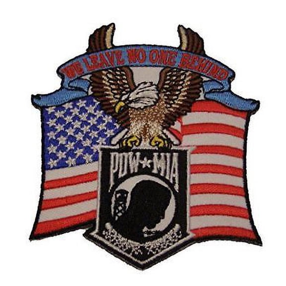 WE LEAVE NO ONE BEHIND POW MIA W/ EAGLE PATCH MISSING IN ACTION PRISONER OF WAR