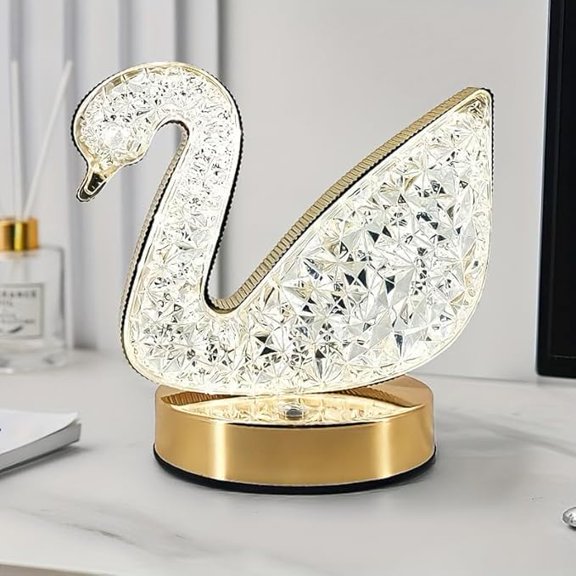 WE LED Moon LightCrystal Night Light, Decorative Star Lamp Office & Home Decor Rechargeable Night Light with Touch Control and USB