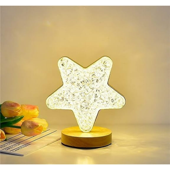 WE LED Moon LightCrystal Night Light, Decorative Star Lamp Office & Home Decor Rechargeable Night Light with Touch Control and USB