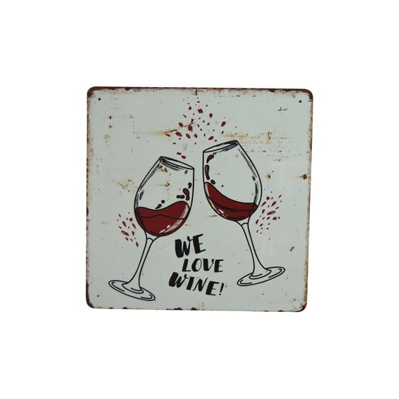 WE LOVE WINE Metal Wine Sign
