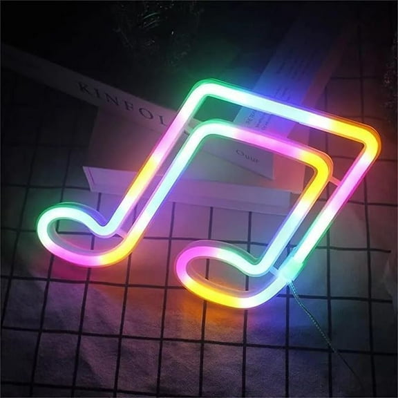 WE Musical Note LED Neon Light Sign, USB Powered,Wall Mounted Decorative Light for Room, Bar, Party