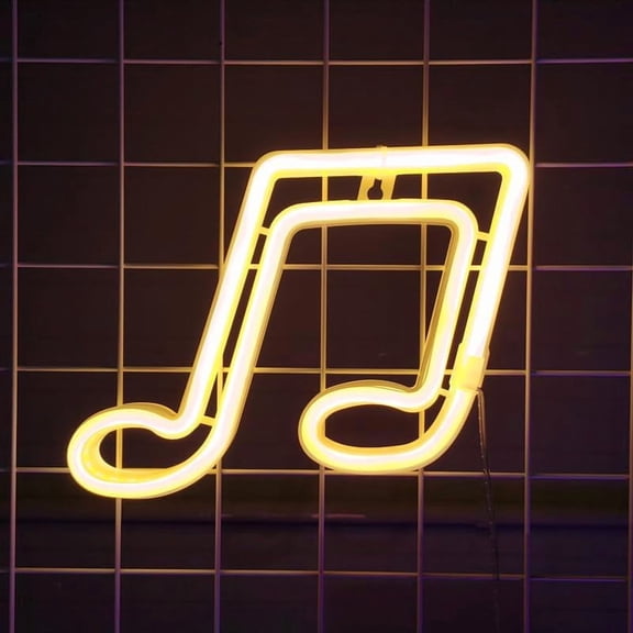 WE Musical Note LED Neon Light Sign, USB Powered,Wall Mounted Decorative Light for Room, Bar, Party