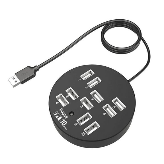 WE-POLUJ 10 Port USB 2.0 Hub Round Charging Adapter Fast Speed Data Transfer USB Docking