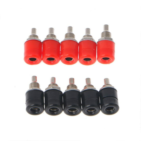 WE-POLUJ 10Pcs 4mm Banana Plugs Female Jack Socket Plug Wire Connector 2 Colors Multimeter Socket Banana head Female