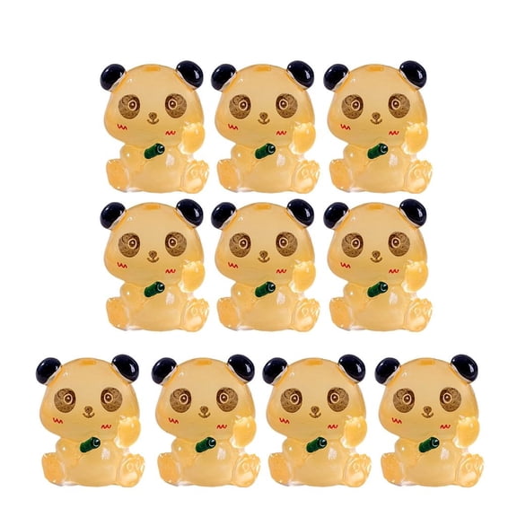 WE-POLUJ 10pc Miniature Luminous Panda Resin Figurines Glowing At Night Home Garden Decor