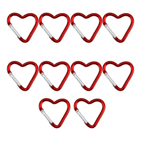 WE-POLUJ 10pcs Fashionable Heart Shape Spring Carabiner Keychain Accessory Portable for Hiking and Backpacking Key Holder