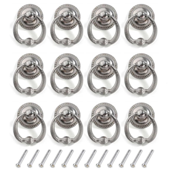 WE-POLUJ 12pcs Vintage Cupboard Drawer Ring Knob Zinc Alloy Wardrobe Dressers Drop Pull
