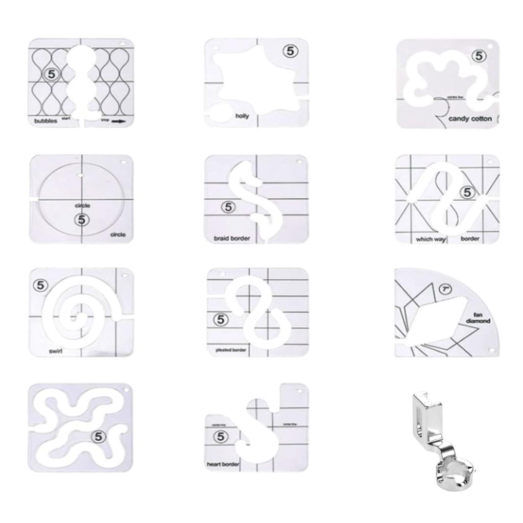 WEPOLUJ 13 Pcs Frees Motion Quilting Template Set Acrylic Ruler