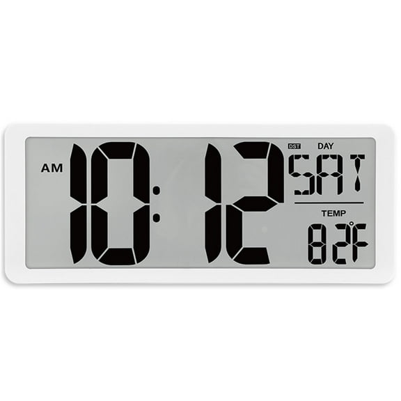 Large LCD Digital Wall Clock With Temperature, Date Display 14Inch Quiet with Alarm Clocks For Home Office