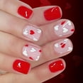 thumbnail image 1 of WE-POLUJ 24Pieces Glossy Press On Nail Valentines Theme Square Short Fake Nail With Romantics Heart Patterns, 1 of 8