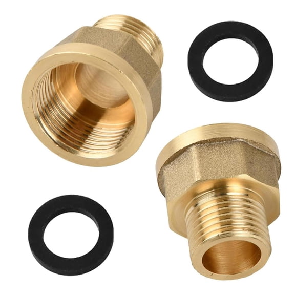 WE-POLUJ 2PCS Brass Threaded Coupling 1/2 Inch Male x 3/4 Inch Female Reducer Fitting Simple Installs for Water Gas Pipe Systems