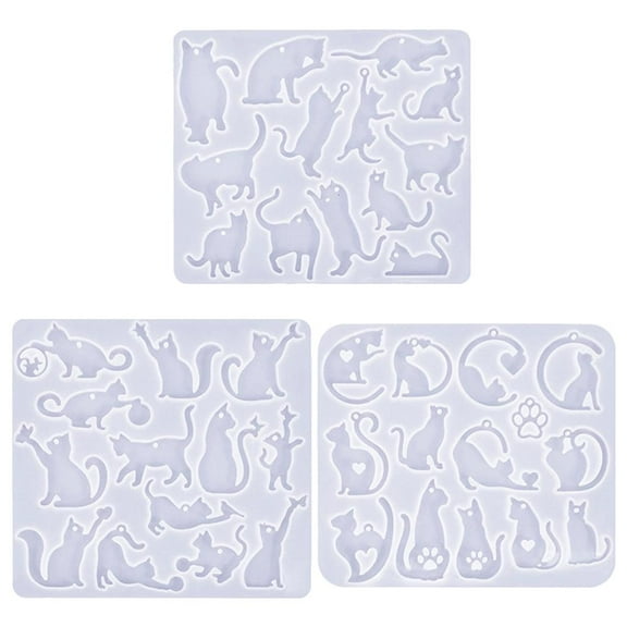 WE-POLUJ 3 Pcs Pendant Molds Cats Earrings Silicone Mould Resin Moulds for Jewelry Making