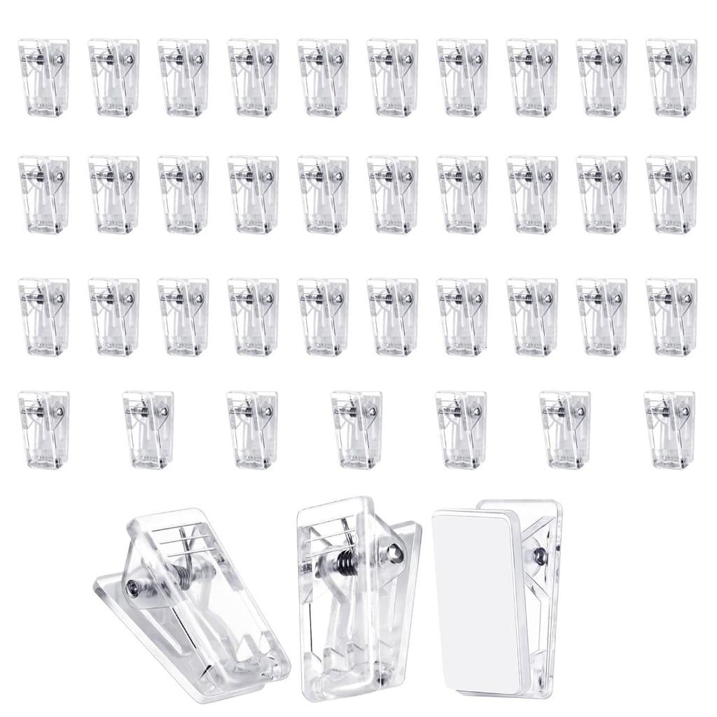WE-POLUJ 40/100Pieces Clear Plastic Clips Clamps Sticky Clips for Quick ...