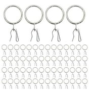 WE-POLUJ 60pcs Metal Curtain Rings and Pin Hooks for Secure Curtain Hanging of Drapes in Various Setting