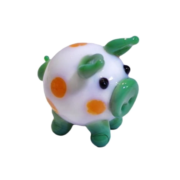 WE-POLUJ Artistic Colorful Glass Pig Minaiture Statue Decoration Gift for Kids and Adults