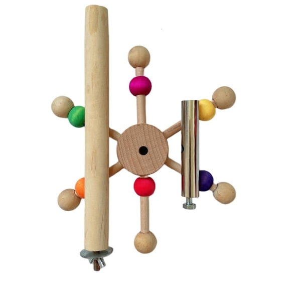 WE-POLUJ Bird Entertainment Rotary Wheel Toy Wood Perches Birdcage Chewing Grinding Toy