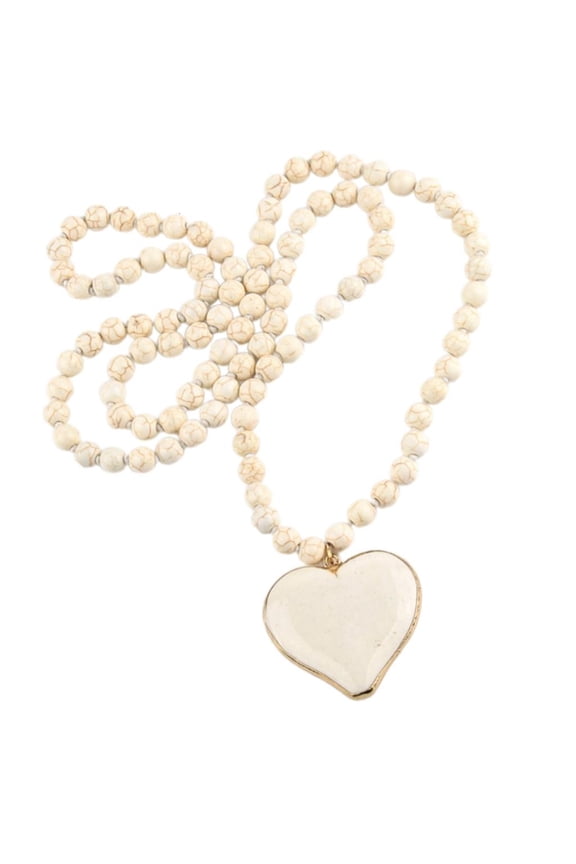 Bohemian Style Turquoise Beaded Necklace for Women Large Heart Pendant Choker Vintage Long Sweater Chain Accessories