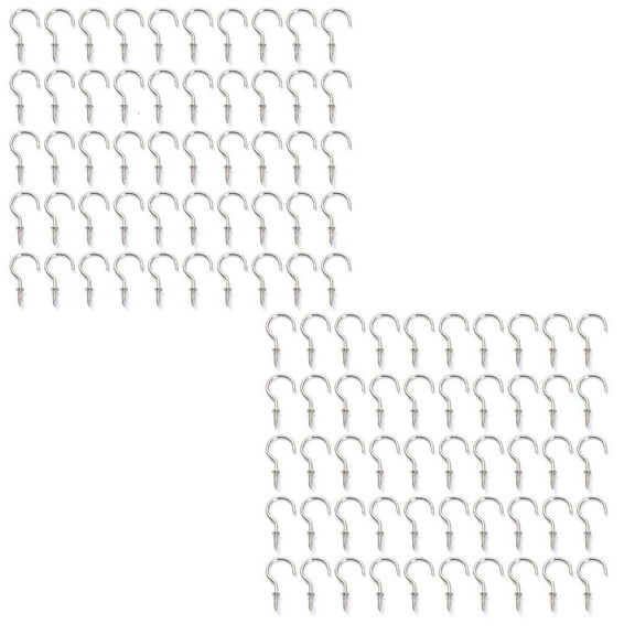 WE-POLUJ Bulk Pack of 100 Mini Screw Hooks Steel Screw Hooks for Organizing Accessories