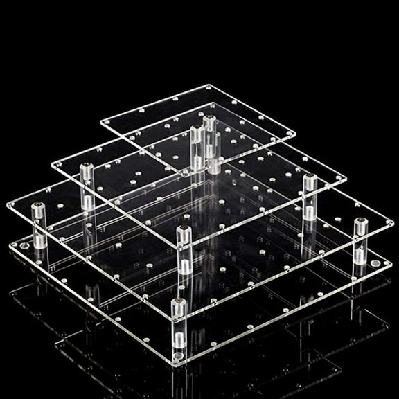WE-POLUJ Clear Acrylic 4 Tiers Cakepop Display Stand Square Lollipop Holder with 56 Holes for Wedding and Birthday Celebration