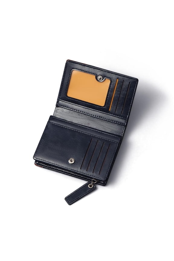 Compact Men's Coin Purse Short Wallet PU Blocking Card Holder Zipper Bifold