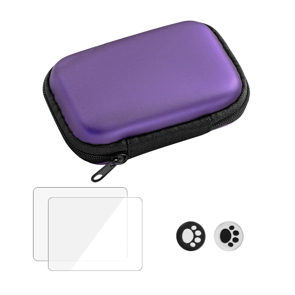 Coque Rigide Violet Pour Console R36S R35S RGB20S - 2 Films Protection + Capuchons + Sac Rangement