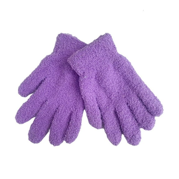 WE-POLUJ Coral Velvet Glove Winter Full Finger Mitten Stretchy Solid Color Riding Gloves